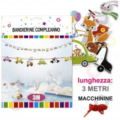 FESTONE SCRITTA BUON COMPLEANNO BANDIERINE AUTO ANIMALI 3MT MOLLETTA COMPLEANNO PARTY