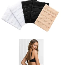 FIBBIE FIBBIA 3 PEZZI PROLUNGA REGGISENO CC6397 NERO BIANCO 3 GANCI 4 FILE 50MM