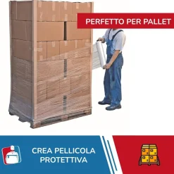 FILM ESTENSIBILE PELLICOLA TRASPARENTE ROTOLO MANUALE PER IMBALLO 160MX23MYX50CM