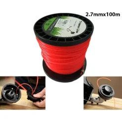 FILO PER DECESPUGLIATORE TONDO 2,7MM BOBINA 100MT TAGLIAERBA CAVO MATASSA ROSSO