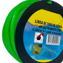 FILO PER DECESPUGLIATORE QUADRATO 5 MM BOBINA 100MT TAGLAERBA CAVO MATASSA VERDE