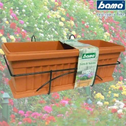 FIORIERA DA BALCONE RINGHIERA 60CM BALCONETTA CON SUPPORTO E SOTTOVASO COMPLETA