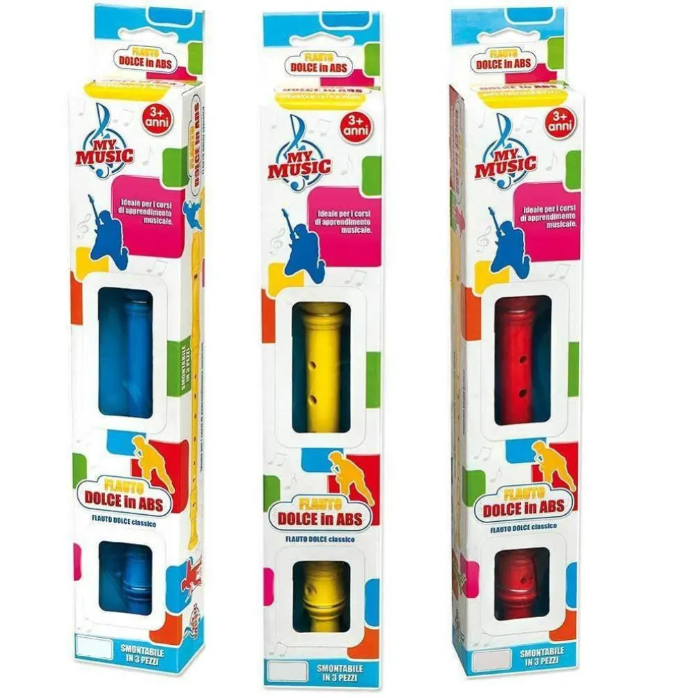 FLAUTO DOLCE IN ABS 3 COLORAZIONI DIVERSE CON SCATOLA PER BAMBINI 3+ ANNI