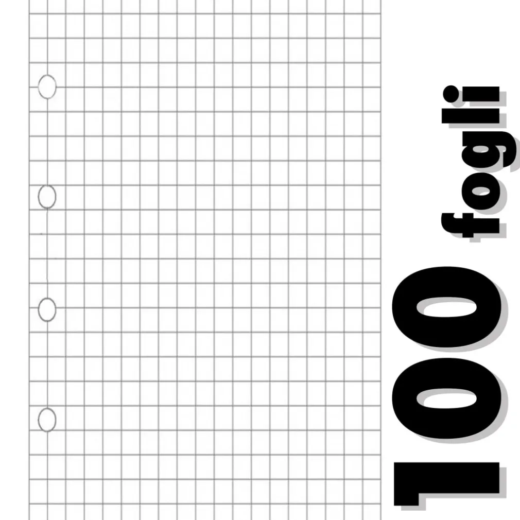 FOGLI FORATI PER QUADERNI AD ANELLI QUADERNO A4 A QUADRETTI RICAMBI RACCOGLITORE