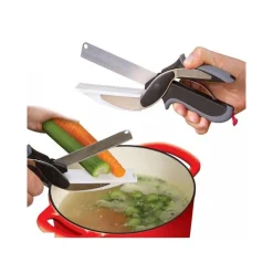 FORBICI COLTELLO E TAGLIERE DA CUCINA CLEVER CUTTER 2 IN 1 AFFETTA VERDURE CARNE
