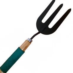 FORCHETTA IN ACCIAIO MANICO LEGNO E GOMMA RACCOGLI TERRA GIARDINAGGIO GIARDINO