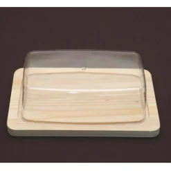 FORMAGGIERA PORTA FORMAGGIO RETTANGOLARE BASE IN LEGNO E CUPOLA COPERTURA