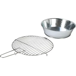 FORNACELLA A CARBONE TONDA BARBECUE PORTATILE RIPIANO GRIGLIA ACCIAIO CUOCI CARNE PESCE