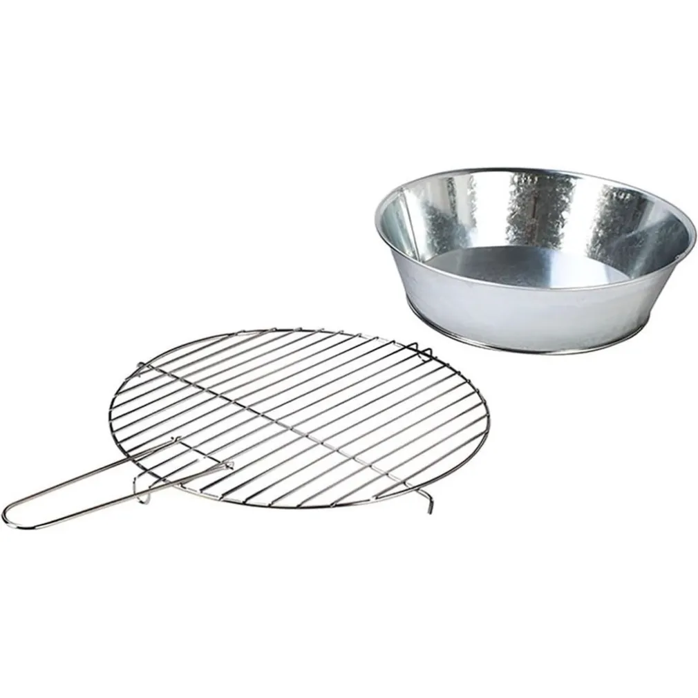 FORNACELLA A CARBONE TONDA BARBECUE PORTATILE RIPIANO GRIGLIA ACCIAIO CUOCI CARNE PESCE