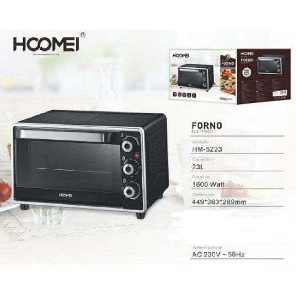 FORNETTO ELETTRICO 23LITRI 1600WATT FORNO CON LUCE TIMER E TERMOSTATO CUCINA