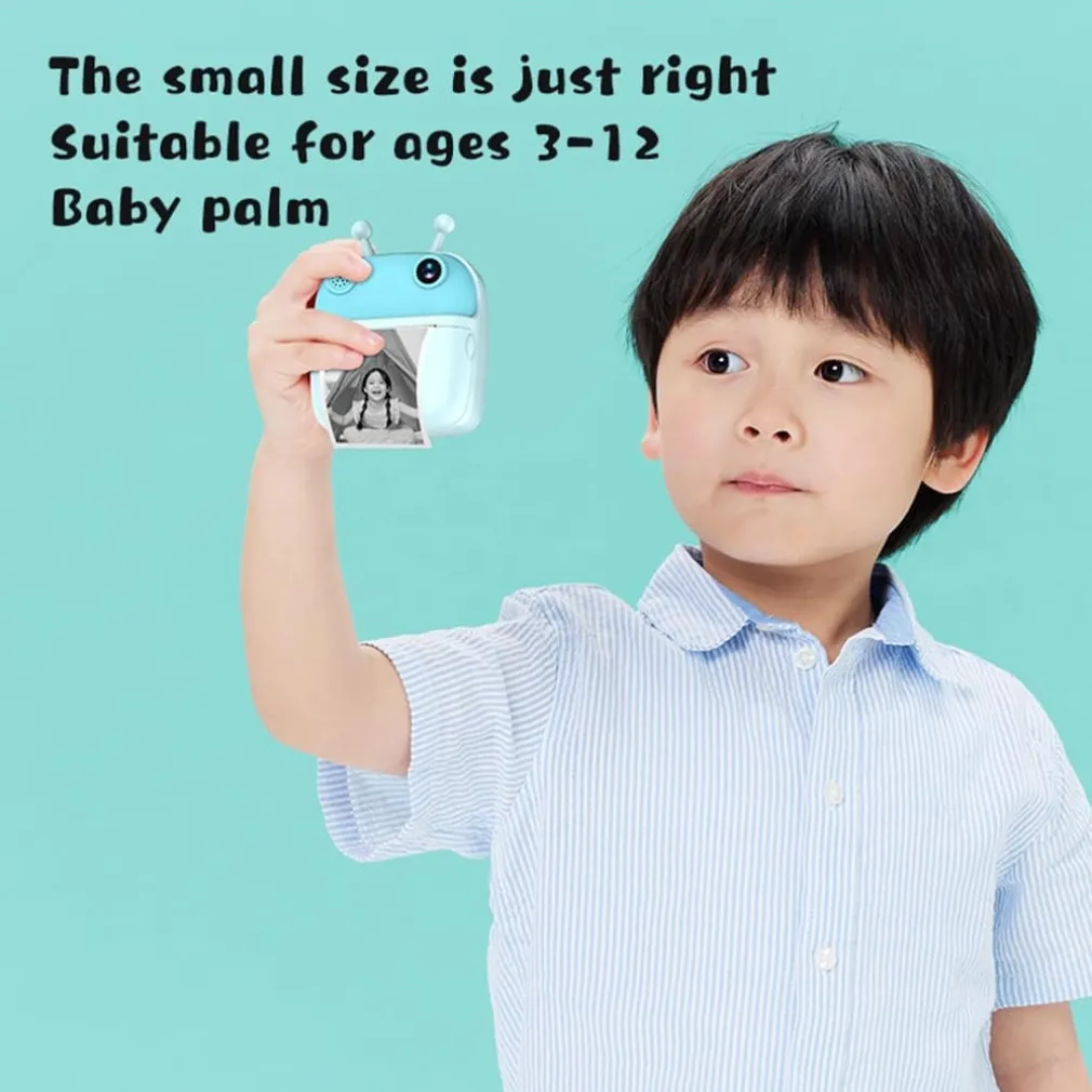FOTOCAMERA A STAMPA ISTANTANEA PER BAMBINI DIGITALE 1080P DOPPIO OBIETTIVO CON CARTA