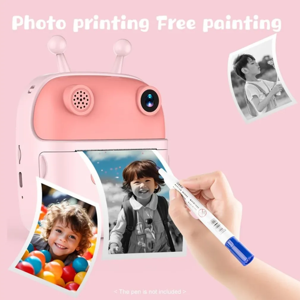FOTOCAMERA A STAMPA ISTANTANEA PER BAMBINI DIGITALE 1080P DOPPIO OBIETTIVO CON CARTA