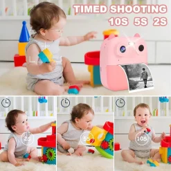 FOTOCAMERA ISTANTANEA BAMBINI DIGITALE HD 1080P 4 ROTOLI SCHEDA SD DOPPIA LENTE