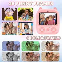 FOTOCAMERA ISTANTANEA BAMBINI DIGITALE HD 1080P 4 ROTOLI SCHEDA SD DOPPIA LENTE