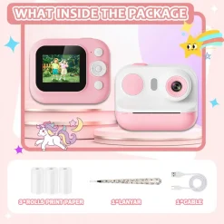 FOTOCAMERA PORTATILE A STAMPA ISTANTANEA PER BAMBINI CON SCHERMO LED ZOOM DIGITALE 6X