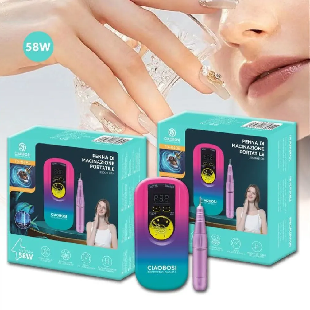 FRESA UNGHIE PORTATILE 35000GIRI RICARICABILE MANICURE PEDICURE NAIL 58W TX-8489
