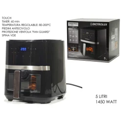 FRIGGITRICE AD ARIA 5 LITRI 1450 WATT DISPLAY LED TOUCH 8 PROGRAMMI COTTURA CON FINESTRA
