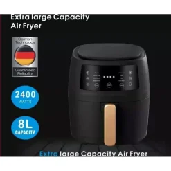 FRIGGITRICE AD ARIA DA 8LT SMART TOUCH SCREEN DIGITALE 2400W NO OLIO VERDURA CARNE PESCE