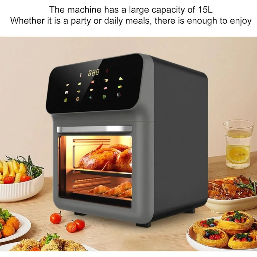 FRIGGITRICE AD ARIA ELETTRICA 15LT FINESTRA FORNELLO MULTIFUNZIONALE CONTROLLO TEMPERATURA