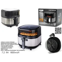 FRIGGITRICE AD ARIA 7,2LT 1800 WATT FORNO CON LUCE INTEGRATA DISPLAY LCD CON TASTI TOUCH