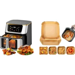 FRIGGITRICE AD ARIA 15LT TOUCH LED 8 PROGRAMMI FINESTRA VISIBILE SENZA OLIO + 50PZ CARTA