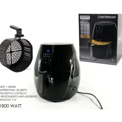 FRIGGITRICE ARIA CALDA DIGITALE SENZA OLIO AIRFRYER 7 LT FRIGGE CUOCE 1800W