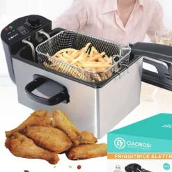 FRIGGITRICE ELETTRICA PORTATILE POFESSIONALE 2000 W CESTO ACCIAIO INOX TX-8254