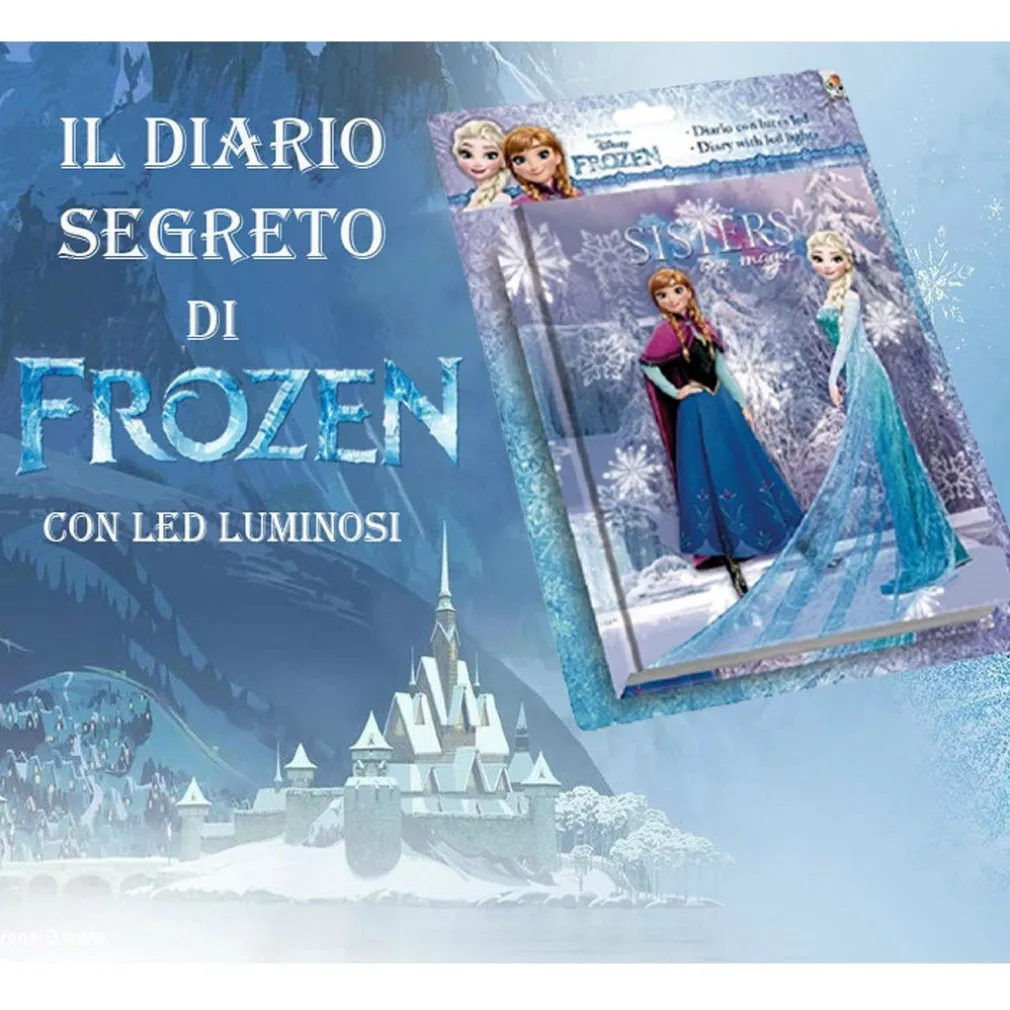 FROZEN DIARIO SEGRETO ANNA E ELSA MAGICO CON LED PER SCUOLA BAMBINI HOBBY