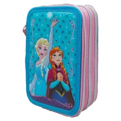 FROZEN PORTAPASTELLI 3D ASTUCCIO 3 ZIP CERNIERE 36 PEZZI COLORI E MATITE SCUOLA