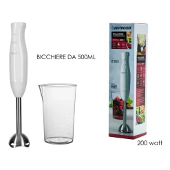 FRULLATORE A IMMERSIONE 200W CON BICCHIERE 500ML TRITATUTTO 2 VELOCITA’ MIXER FRUTTA