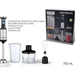 FRULLATORE AD IMMERSIONE 3IN1 LAME TITANIO 700W SBATTITORE TRITATUTTO MINIPIMER
