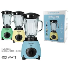 FRULLATORE ELETTRICO DESIGN ELEGANTE FUNZIONALE RETRÒ 400W 2 VELOCITÀ BROCCA VETRO 1,5LT