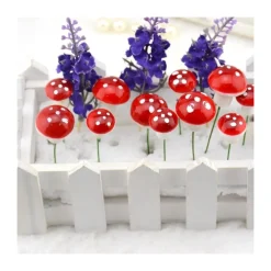 FUNGHI 20 PEZZI FUNGO ARTIFICIALE ROSSO PIANTA DECORAZIONE CASA CENTROTAVOLA
