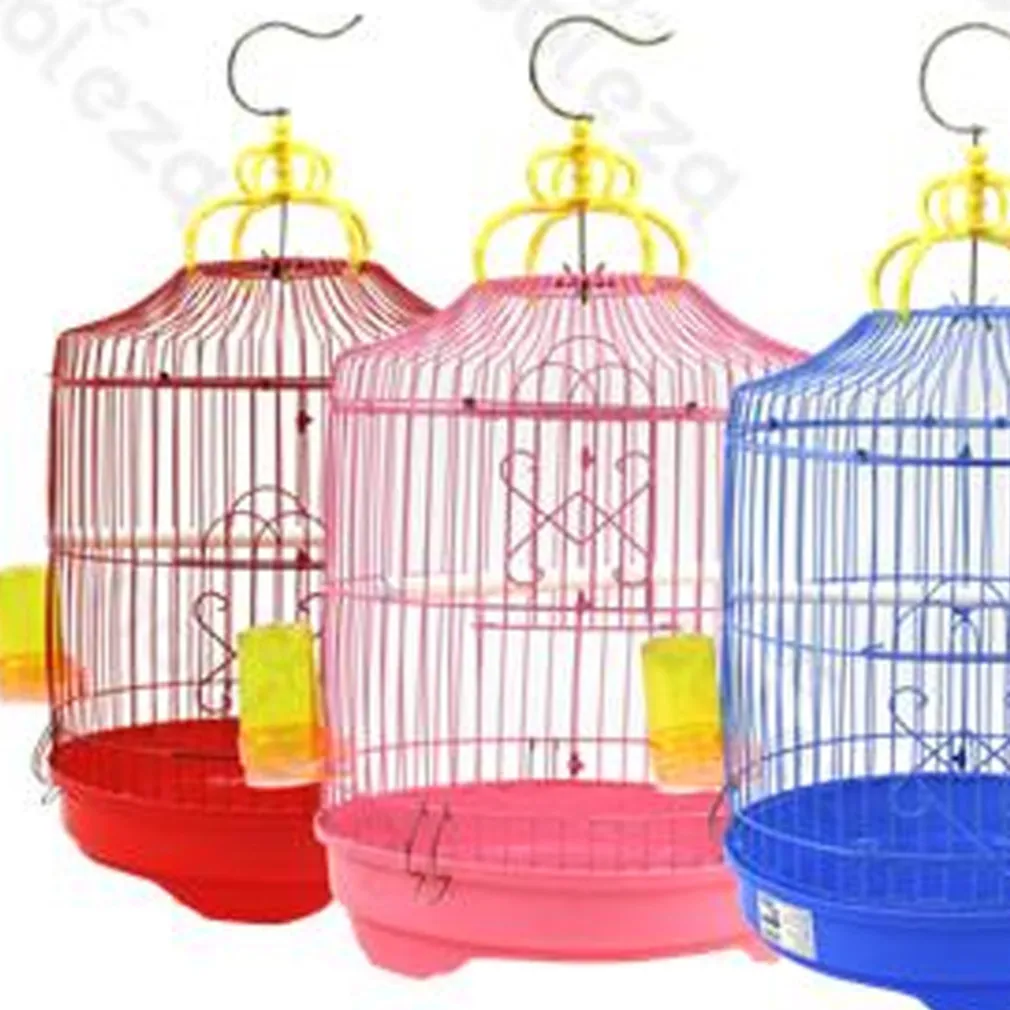 GABBIA CILINDRO COMPLETA DI ACCESSORI PER CANARINI UCCELLI PAPPAGALLI ROTONDA