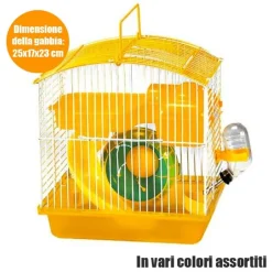 GABBIA FORMA ARCO COMPLETA DI ACCESSORI PER CRICETI IN METALLO VARI COLORI