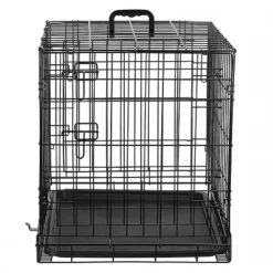 GABBIA PER CANI CANE IN METALLO NERO 96 X 84 X 64 CM PER TRASPORTO CON RUOTE