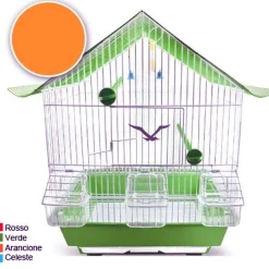 GABBIA TETTO COMPLETA DI ACCESSORI PER UCCELLI CANARINI PAPPAGALLI IN METALLO
