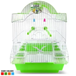 GABBIA UCCELLI CANARINI PAPPAGALLI FORMA PAGODA CON ACCESSORI VARI COLORI