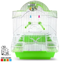 GABBIA UCCELLI CANARINI PAPPAGALLI FORMA PAGODA CON ACCESSORI VARI COLORI