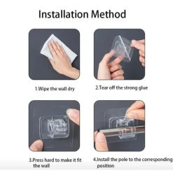 GANCI TRASPARENTI 2PZ SENZA FORARE PVC AUTOADESIVE PER TENDE PORTASCIUGAMANI SOSPESI