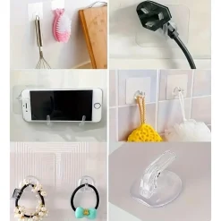 GANCIO ADESIVO TRASPARENTE APPENDINO PER PARETE CUCINA BAGNO ATTACCAPANNI 87754