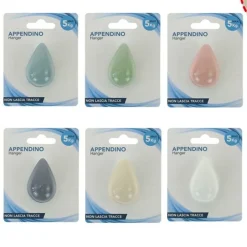 GANCIO APPENDINO ADESIVO APPENDIABITI PARETE CASA CUCINA BAGNO FORMA GOCCIA COLORATA 10809