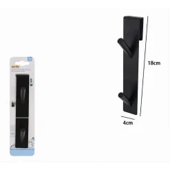 GANCIO DOPPIO PER PORTA BOX DOCCIA APPENDERE ASCIUGAMANI BAGNO 4X18CM NERO 87771