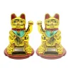GATTO DELLA FORTUNA GIAPPONESE ORO MANEKI NEKO BRACCIO MOBILE SOLARE CINESE