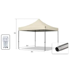 GAZEBO PIEGHEVOLE GIARDINO 3X3X3MT TENDA TELO BEIGE PADIGLIONE MERCATI SAGRE 222713