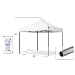 GAZEBO PIEGHEVOLE GIARDINO 3X3X3MT TENDA TELO BIANCO PADIGLIONE MERCATI SAGRE 222715