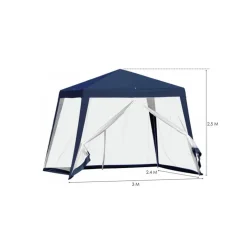 GAZEBO TENDA DA GIARDINO RESISTENTE REMOVIBILE 2.5X2.4X3MT BLU CON ZANZARIERA 222709