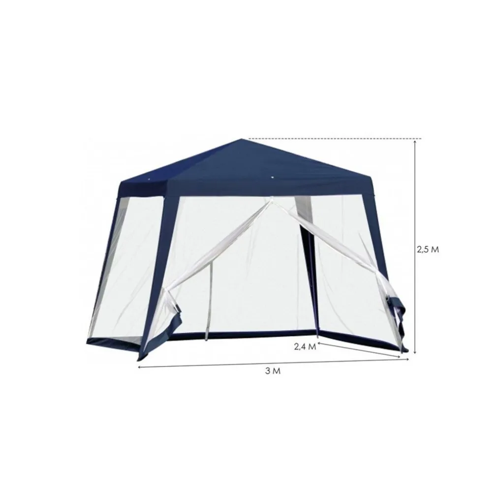 GAZEBO TENDA DA GIARDINO RESISTENTE REMOVIBILE 2.5X2.4X3MT BLU CON ZANZARIERA 222709