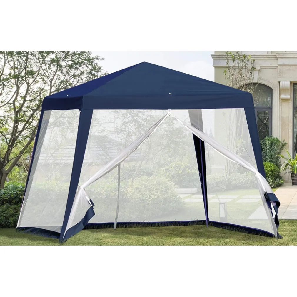 GAZEBO TENDA DA GIARDINO RESISTENTE REMOVIBILE 2.5X2.4X3MT BLU CON ZANZARIERA 222709
