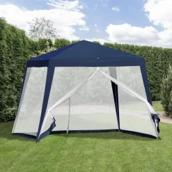 GAZEBO TENDA DA GIARDINO RESISTENTE REMOVIBILE 2.5X2.4X3MT BLU CON ZANZARIERA 222709
